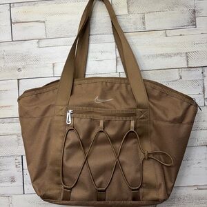 Nike One Training Brown Tote Bag driftwood bungee womens gym sportswear